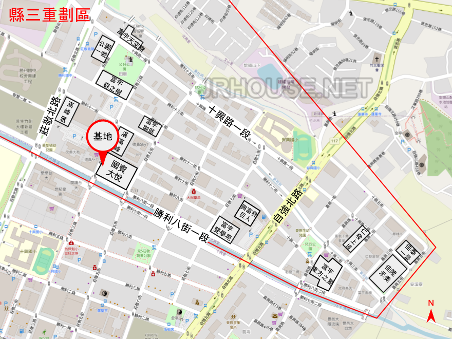 興富發潤隆國賓大悅建案基地位置(位於新竹縣竹北市縣治三期重劃區)