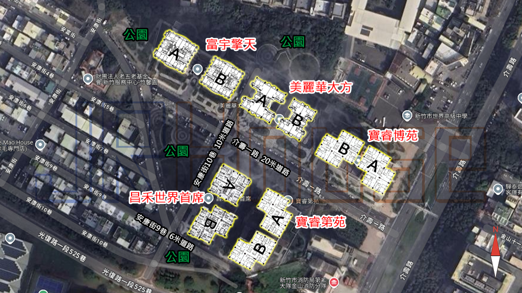 竹科介壽段建案格局相對位置圖