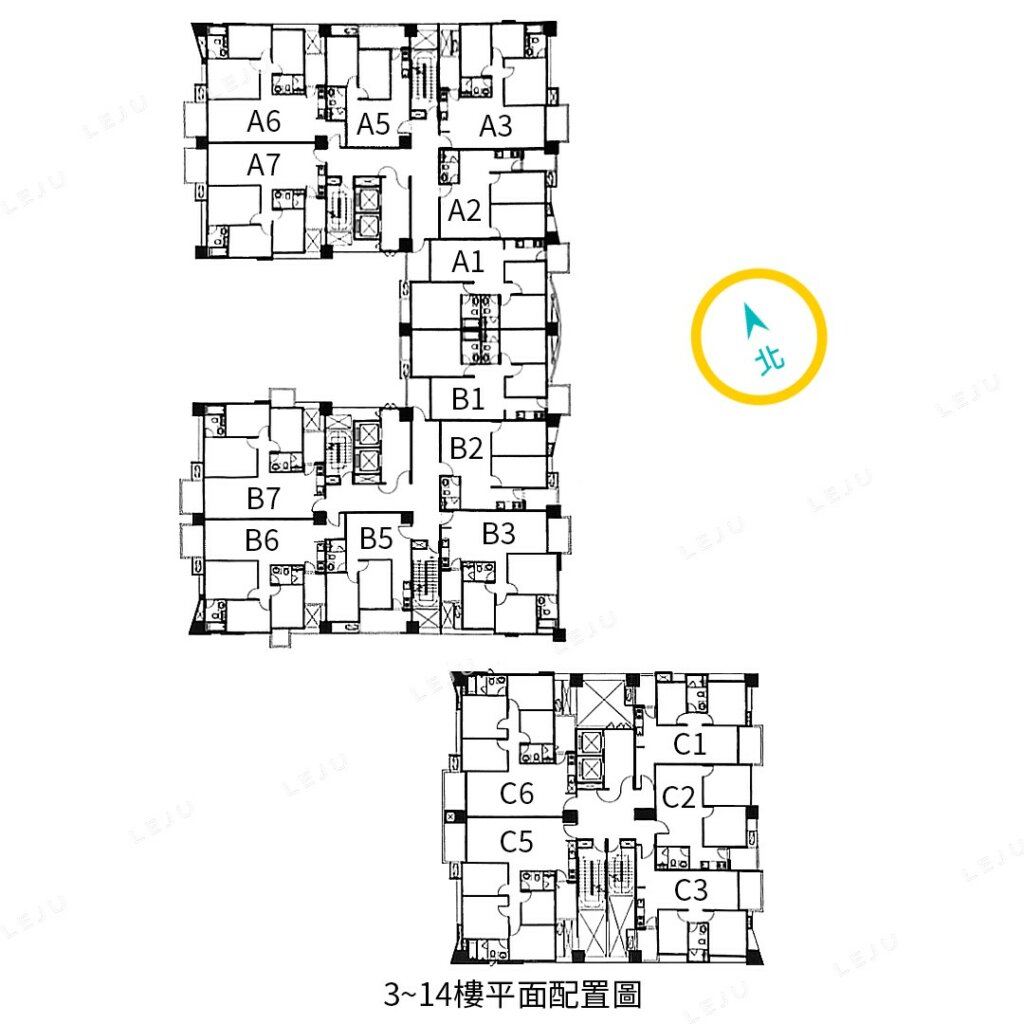 佳鋐新邑 3~14樓平面配置圖