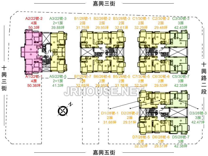 佳陞禾美平面配置棟別戶型房型坪數坪效格局分析介紹