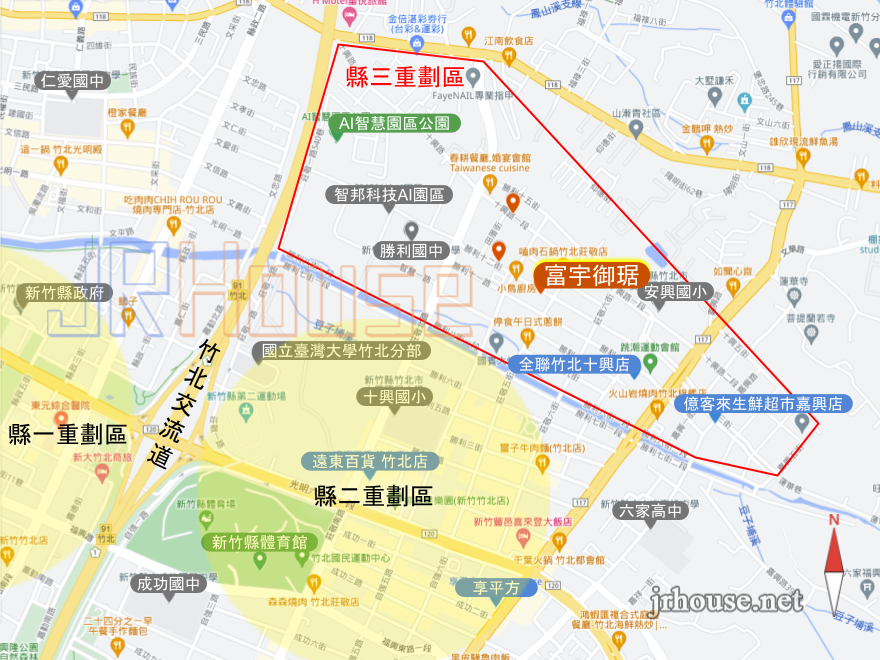 富宇御琚(富宇淳靜2)建案基地位置(位於新竹縣竹北市縣治三期重劃區)