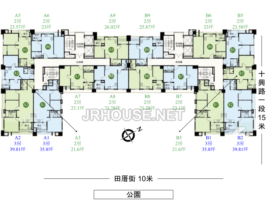 興富發公園一號平面配置棟別戶型房型坪數坪效格局分析介紹