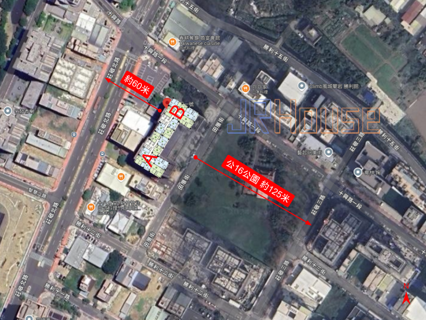 興富發公園一號平面格局座向面向風水方位棟距採光通風視野景觀俯瞰街景衛星空拍空照圖