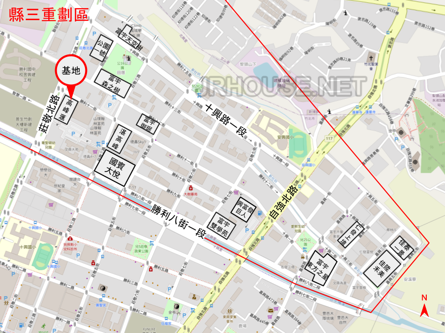 豐邑浩瀚高峰滙建案基地位置(位於新竹縣竹北市縣治三期重劃區)