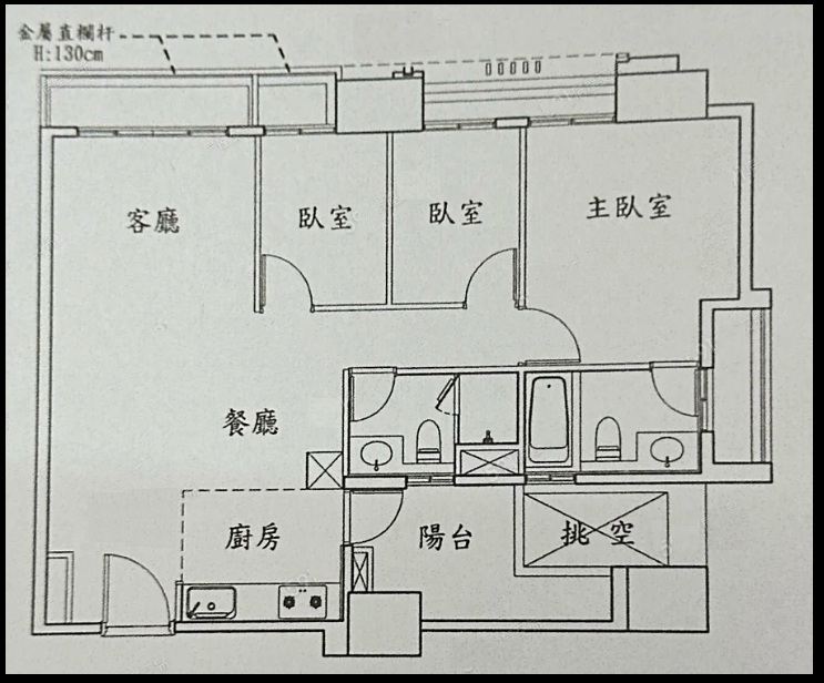 惠宇一清庭3房2廳2衛格局圖